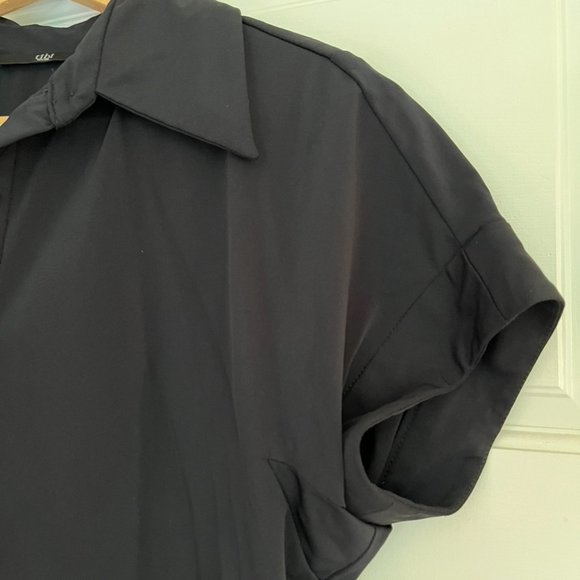 Tibi Minimalist Short Sleeve Button Down Cropped Shirt - Picture 2 of 8